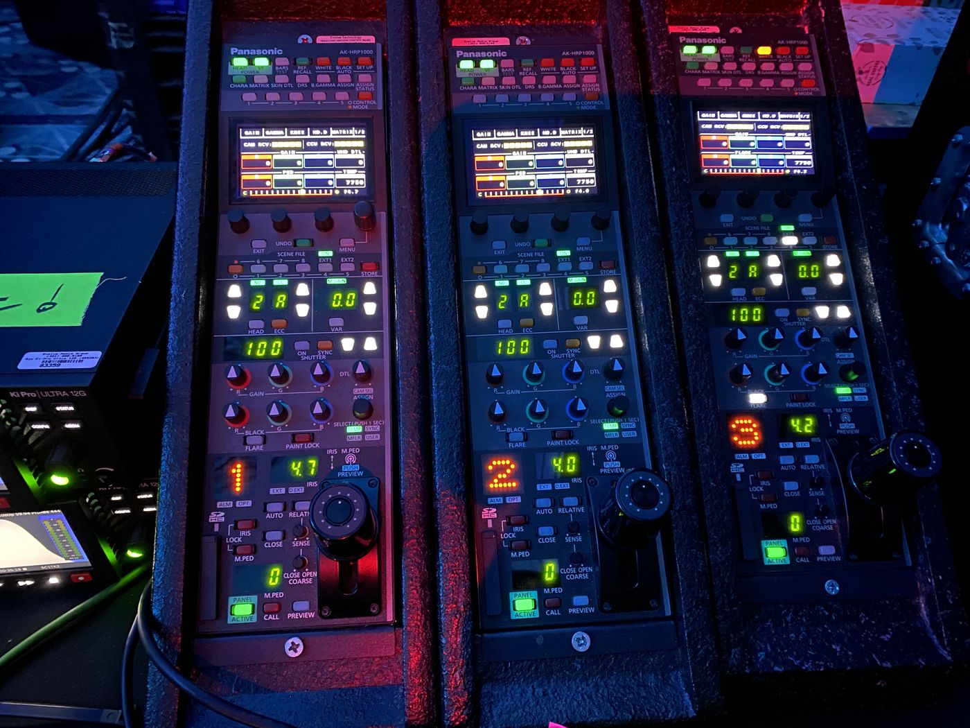 Panasonic camera control panels at front of house