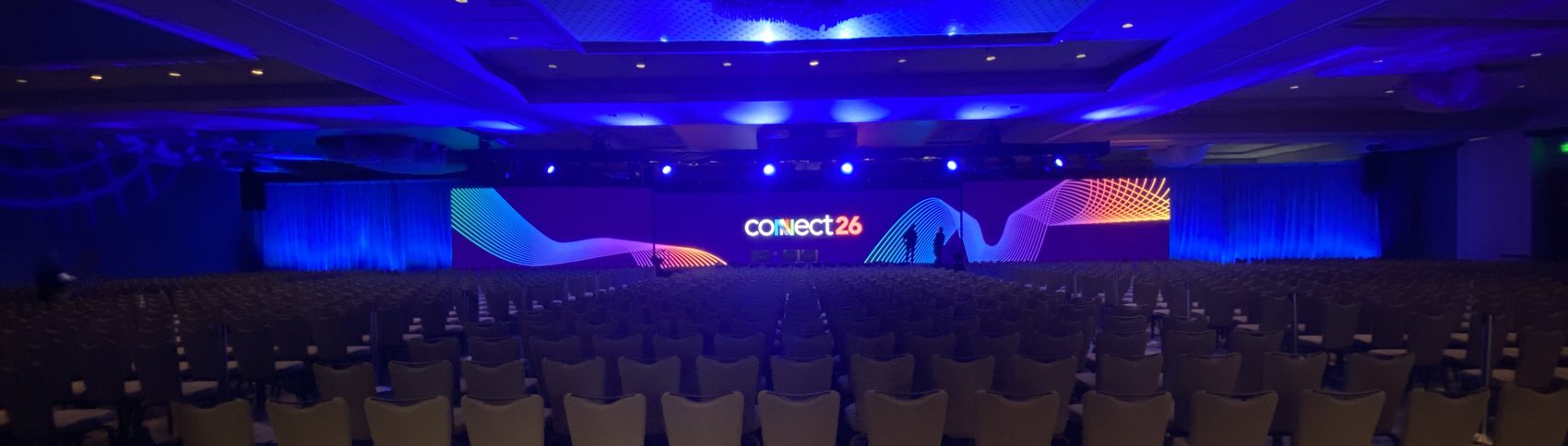 Panoramic LED wall at a corporate general session