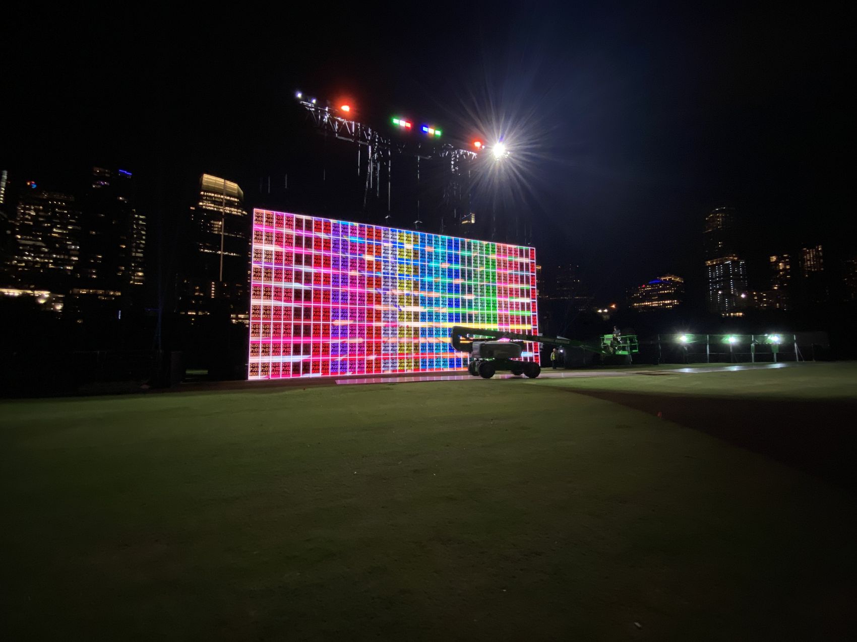 LED wall commissioning at night for Austin's FIFA World Cup 2026 celebration